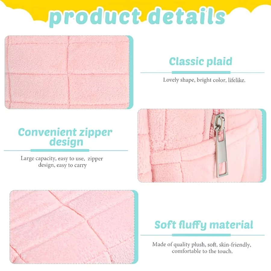 3-teiliges Set aus Plüsch-Make-up-Taschen Karierte Make-up-Tasche Große Reise-Toilettentasche 3