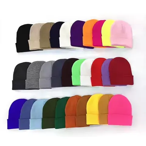 Acrylic Knit Recycled Beanie Winter Hats With Embroidered