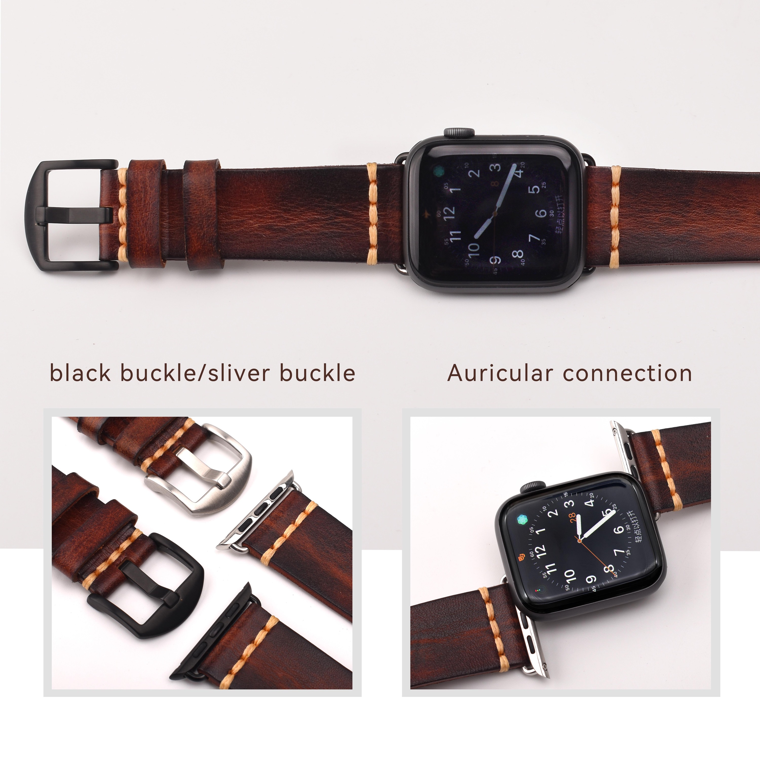 For Apple Watch Strap Series 8 Genuine Leather 4