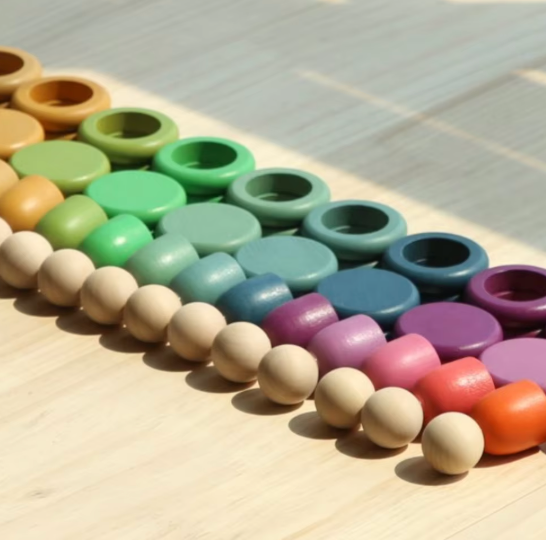 Wooden Peg Dolls with Ring and Coin