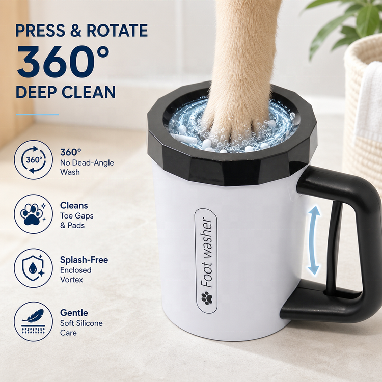 Hand Press Rotating Pet Paw Cleaner Cup 360 3