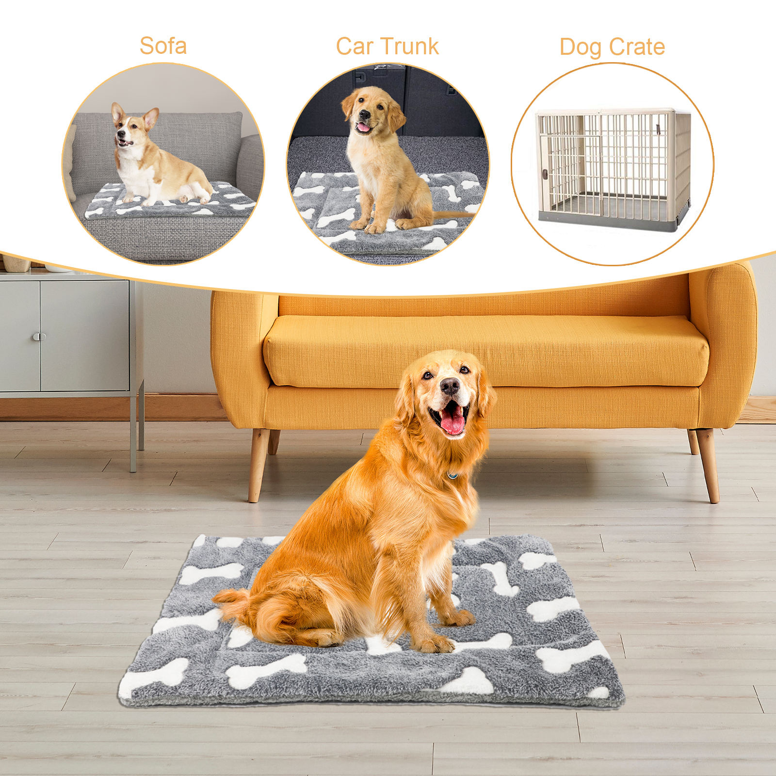 Self-Warming Reversible Crate Mat for Pets