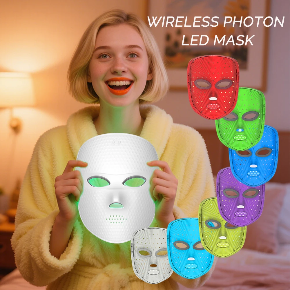 Silikon-LED-Gesichtsmaske 7 Farben Photon Schönheit Gesicht Hals Pflegemaske 2