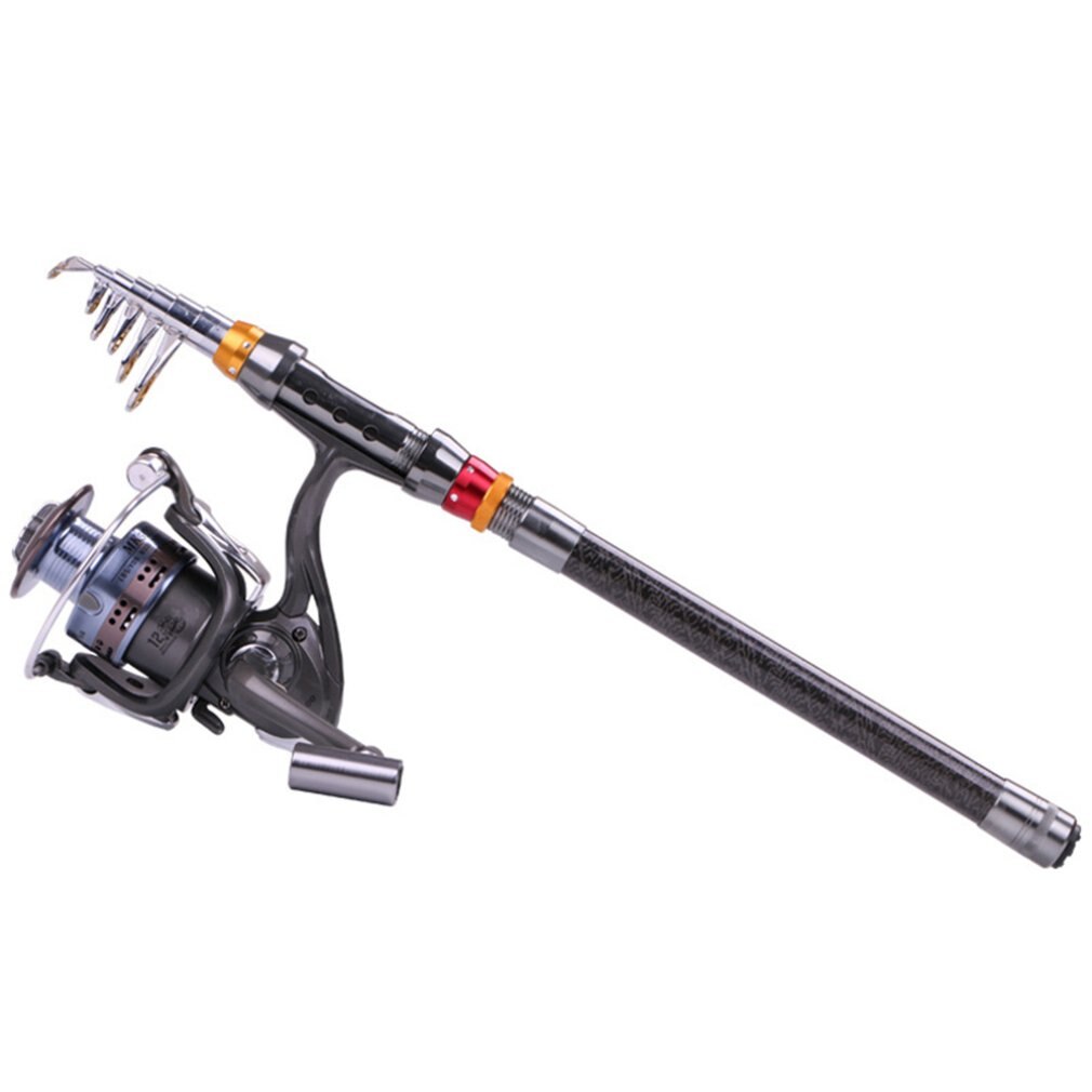 Fishing-Rod-Set Lures Spinning Reel Combo Line Telescopic Carbon-Fiber