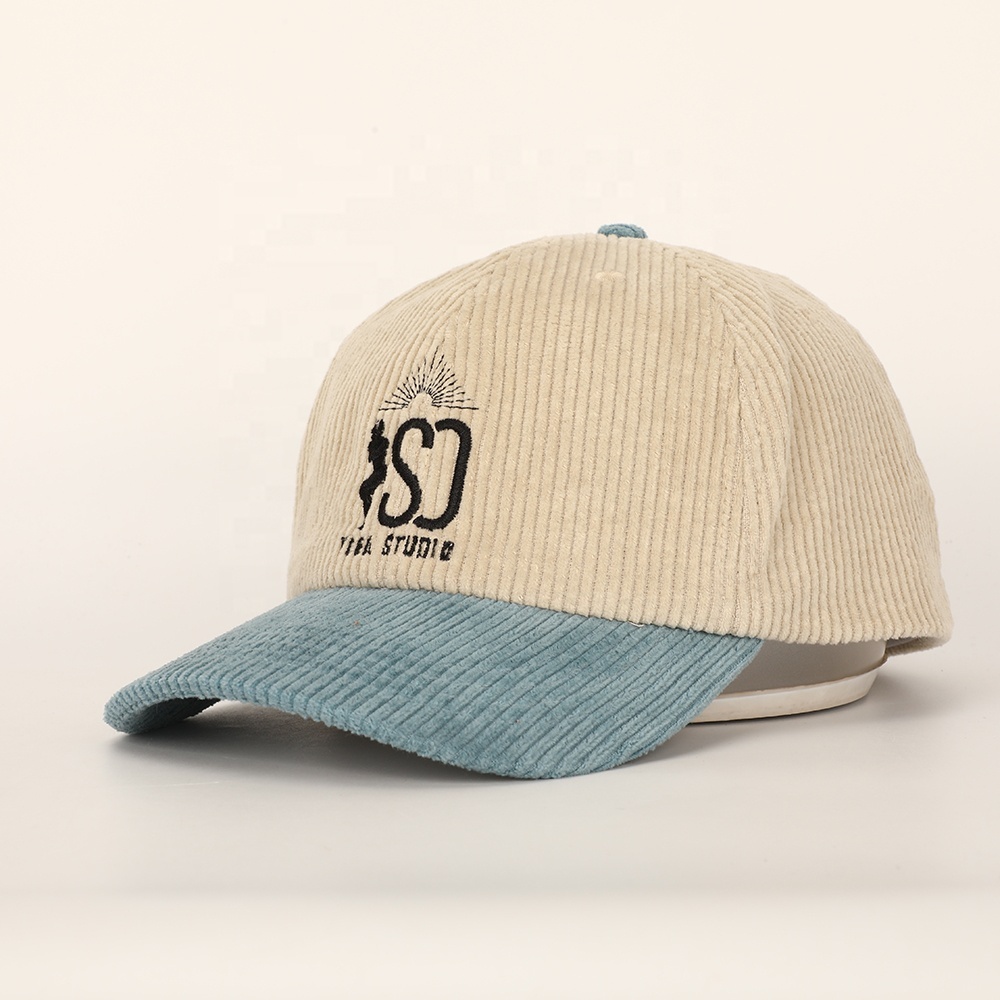 Corduroy Dad Cap with Embroidered Curved Brim 4