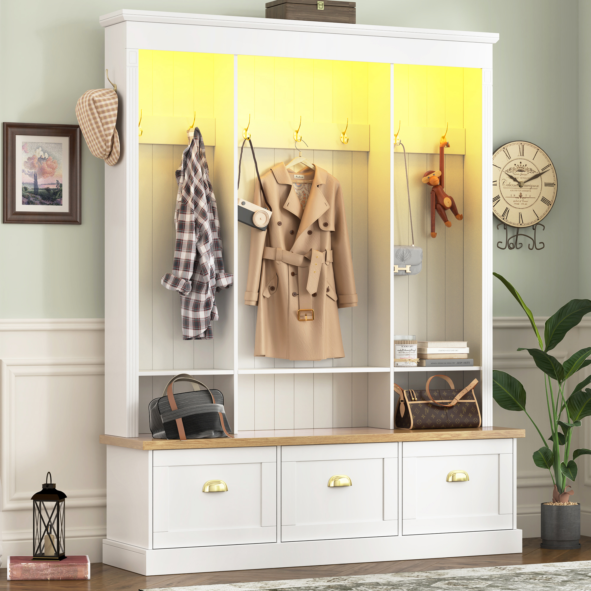 LED Hall Tree With 9 Hooks