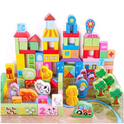 100-Piece Wooden Building Block Set for Toddlers 4