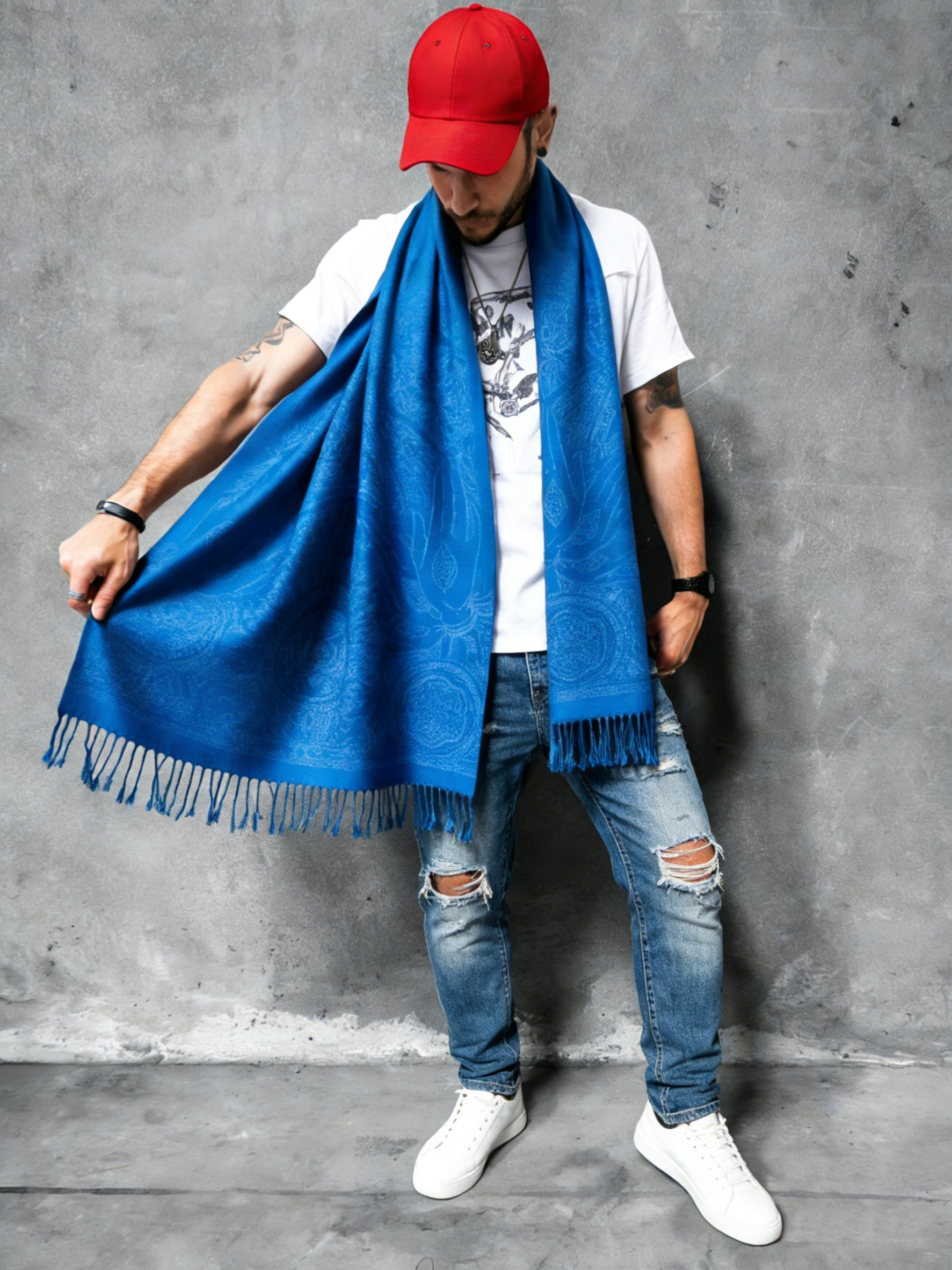 Flauschiger Doppelseitiger Pashmina-Schal 200x70cm 3