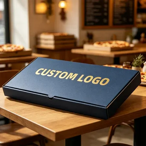 Navy Gold 3-Compartment Pizza Box