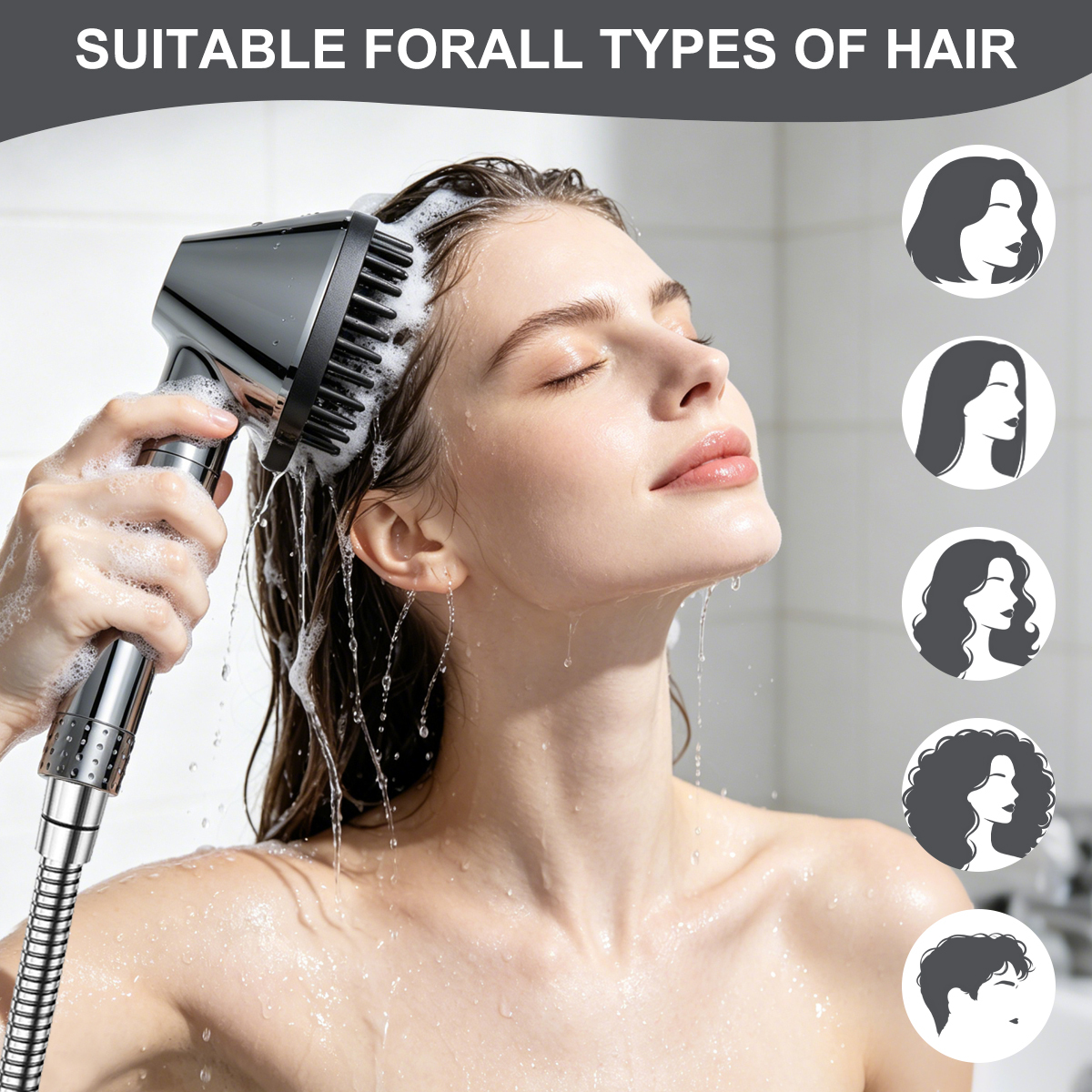 Chrome 7-Function Shower Head Massage Brush 2
