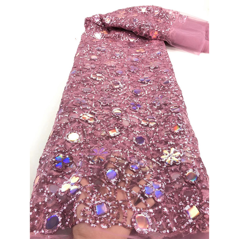 Style Mesh Lace Fabric Sequin Embroidered Womens Color