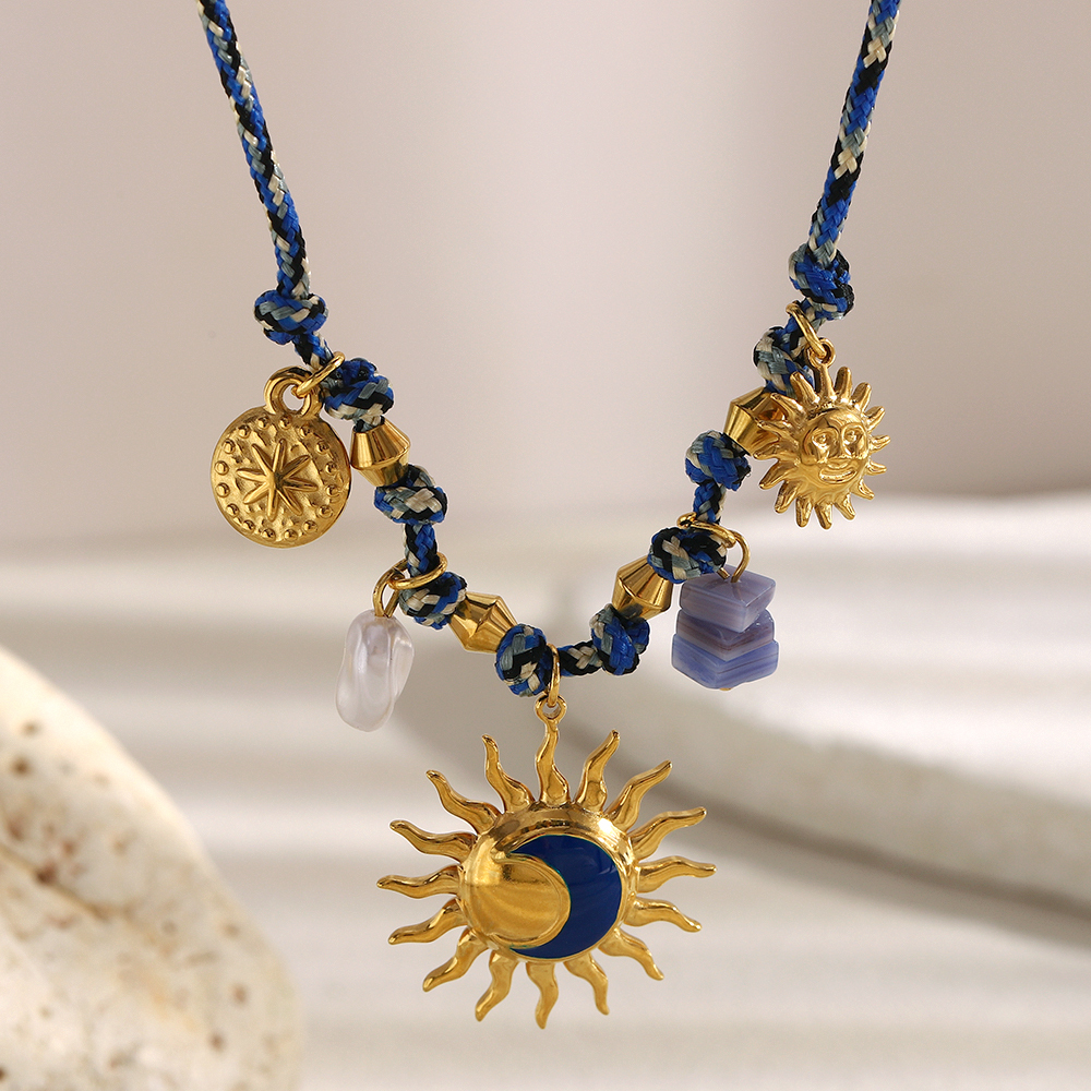 Stainless Steel Sun Pendant Necklace for Women