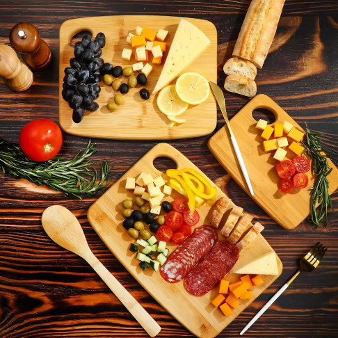 Bamboo Chopping Board Trio, Large to Small 4