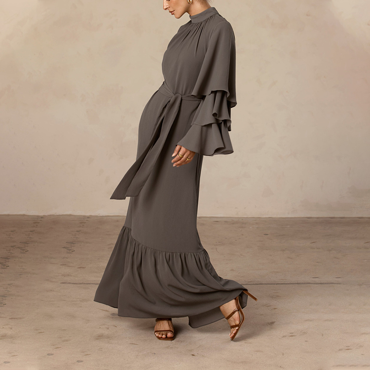 Elegant Ruffle Sleeve Long Tunic Dress for Women 4