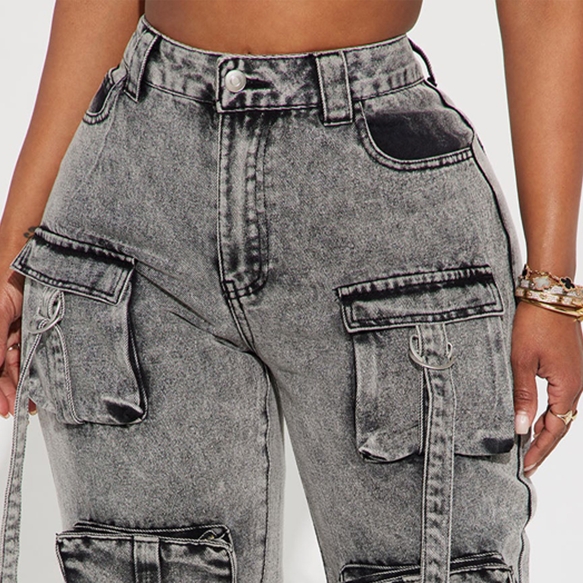 Breathable Cotton Skinny Cargo Pants Women 2