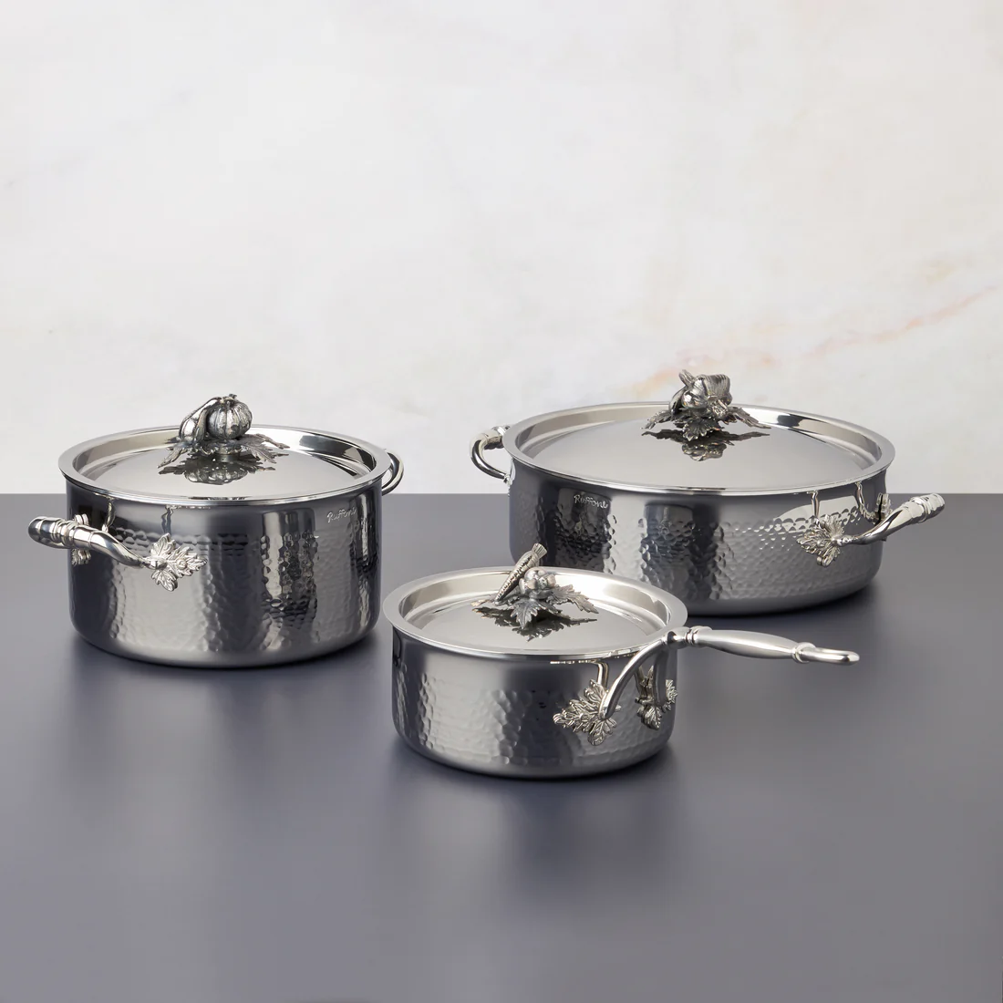 Gehämmertes Luxus-Edelstahl-Topfset 7-teilig