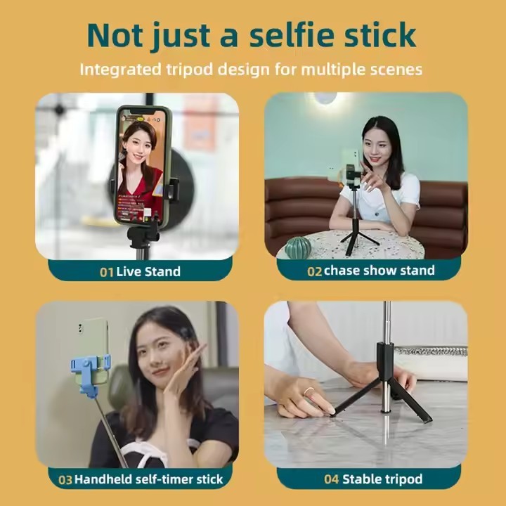 Selfie Stick Wireless BT Foldable Mini Tripod With 4