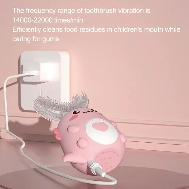 U-förmige Elektrische Zahnbürste für Kinder 360-Grad-Smart-Cartoon-Silikonzahnbürste Automatische Wiederaufladbare 4