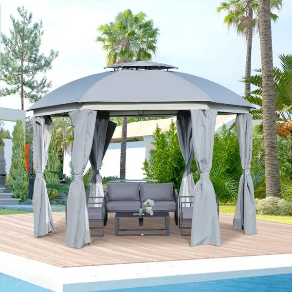 144x144 Inch Round Outdoor Gazebo Patio Dome Canopy 1