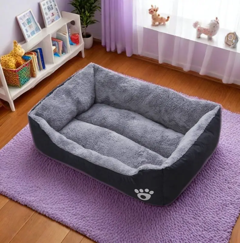 Schwarzes Hundebett Plüsch-Schlafbett für Große Mittlere und Kleine