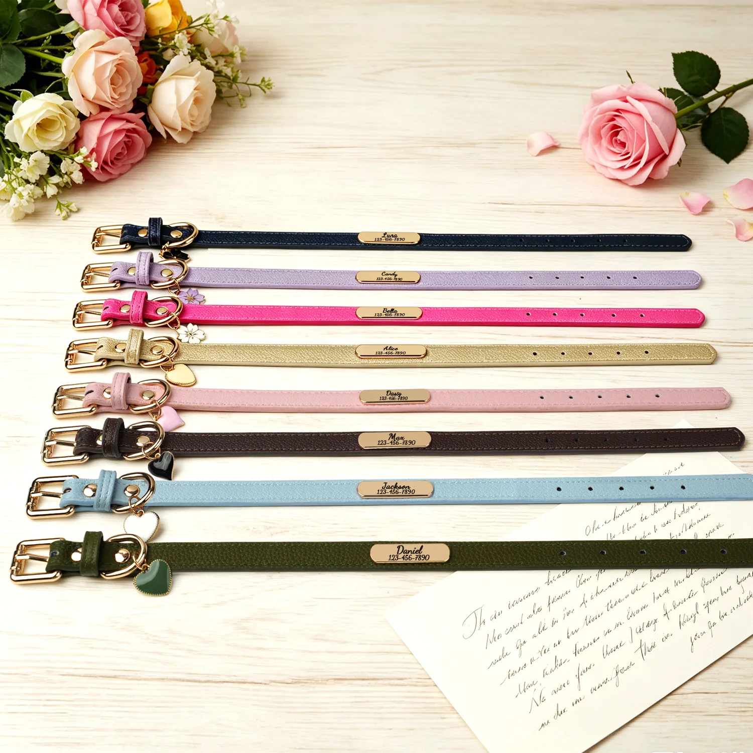 Personalisiertes Hundehalsband mit Leine aus PU-Leder Inklusive Laufleine 2