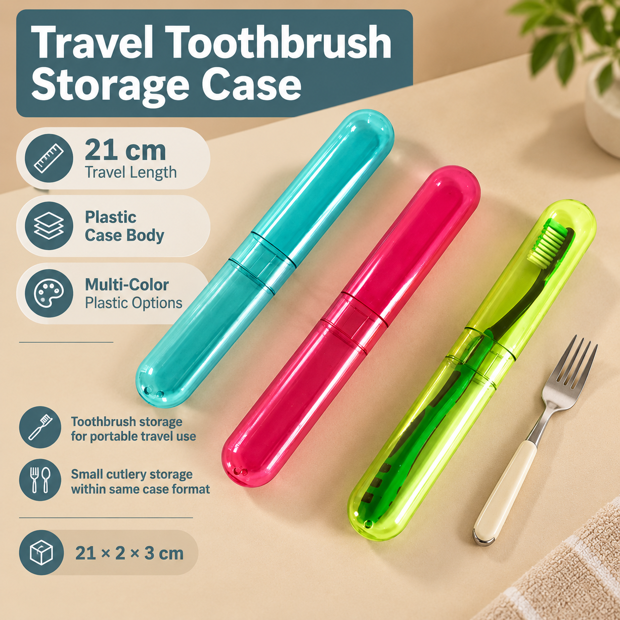 Portable Travel Toothbrush Case with Holder
