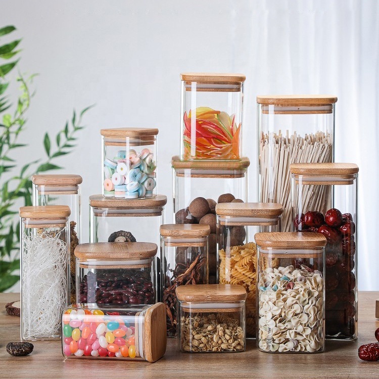16 Pieces Glass Kitchen Storage Square Food Multifunctional 2