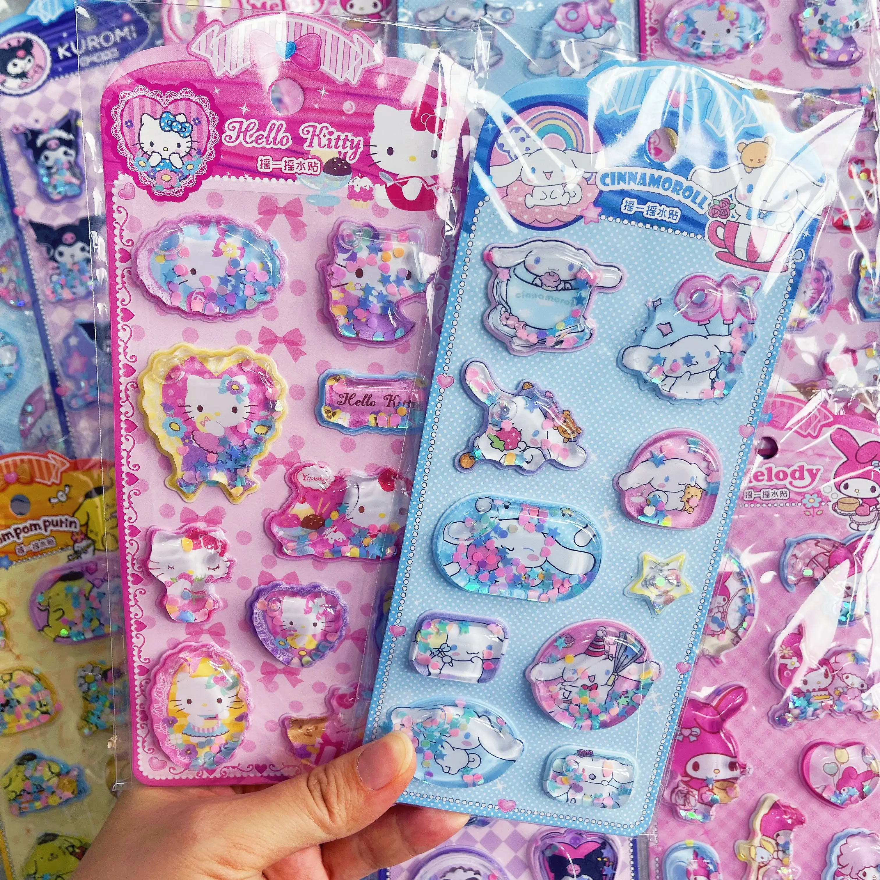 5 Stück Niedliche Anime Sanrio Hellokitty 3D Shake-Aufkleber
