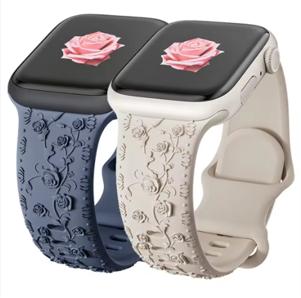 Floral Engraved Strap for Apple Watch Band 40mm