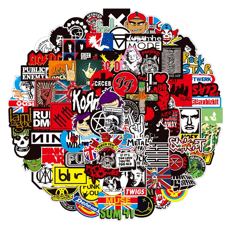 10 50 100 Stück Klassische ROCK-Aufkleber Graffiti-Musikband-Aufkleber für