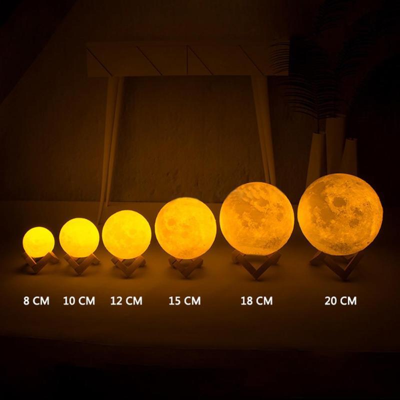 Rechargeable 16-Color 3D Moon Lamp 3