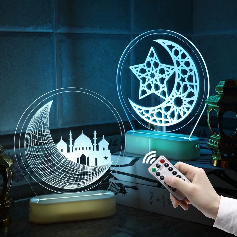 3D Acrylic Night Light with Remote, 16 Colors