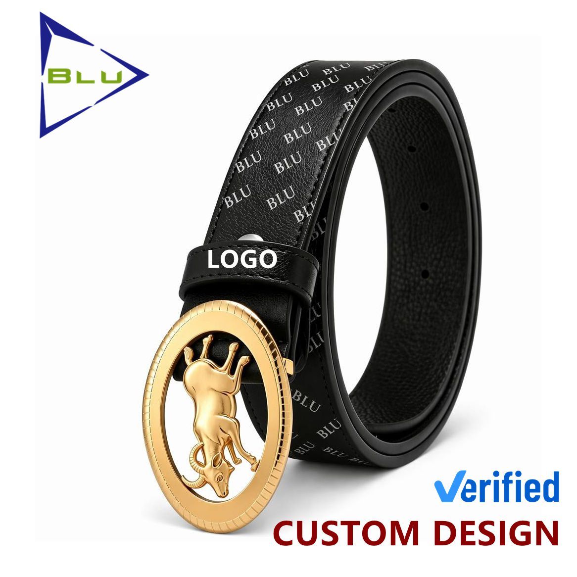 Vegan Leather Men's Belt with Metal Buckle