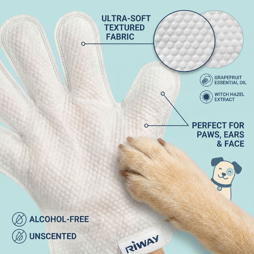 Antibacterial Pet Glove Wipes Disposable Waterless Cleansing Grooming 4
