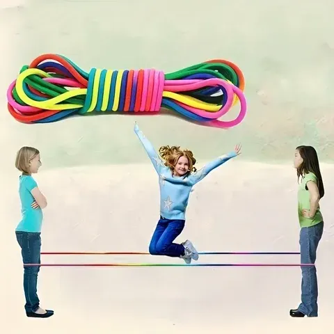 Regenbogen Elastische Gummi Springseil Kinder Erwachsene Fitness Übung