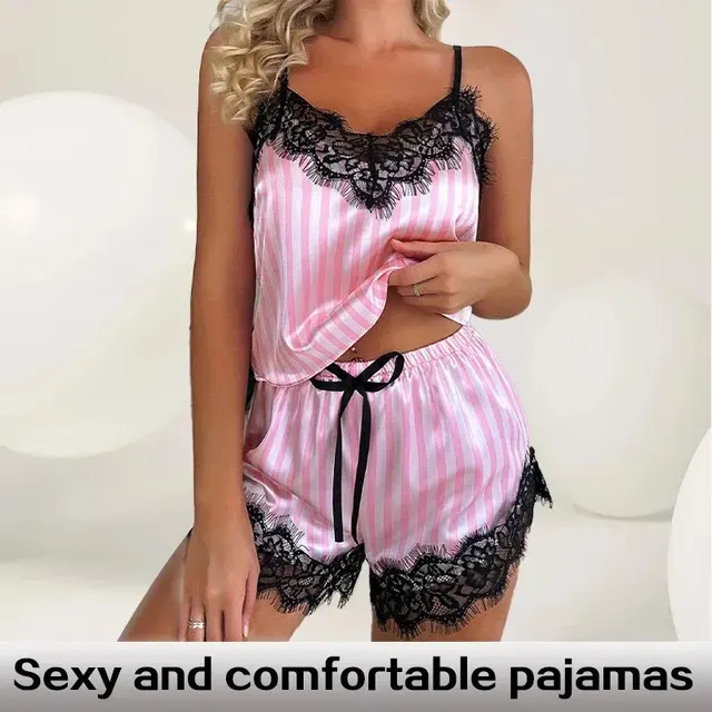 Zweiteiliges Damen-Pyjama-Set mit Spitze 4