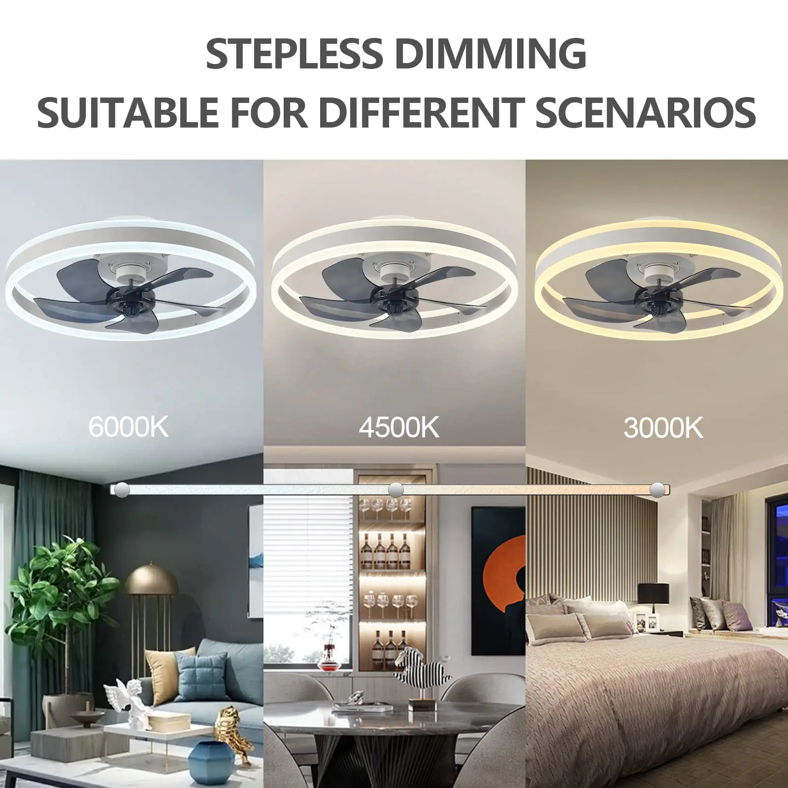 Quiet Dimmable LED Ceiling Fan with Light 2
