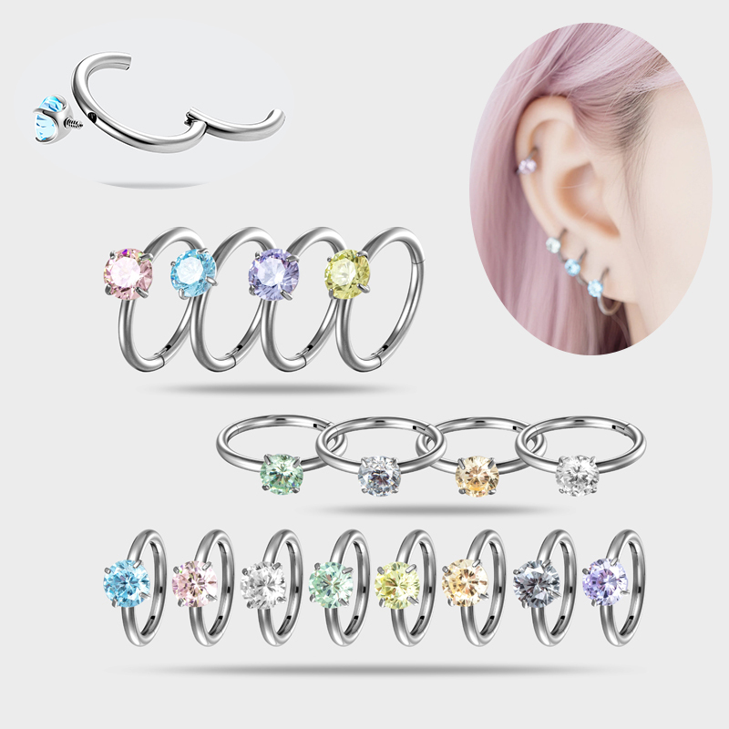 Stainless Steel Tragus Zircon Earrings