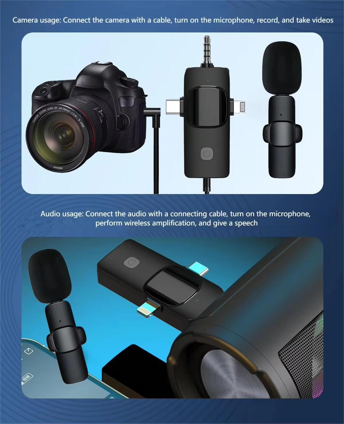 Wireless UHF Lavalier Microphone, 30m Range 3
