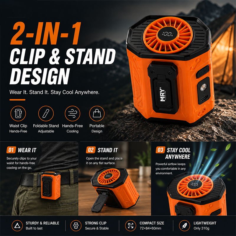 Portable Belt Fan with Flashlight 2