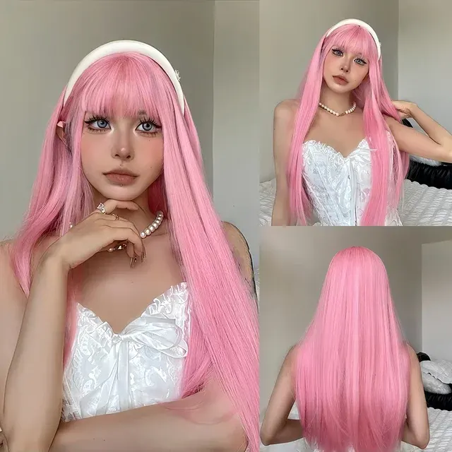 Long Pink Cosplay Wig 1