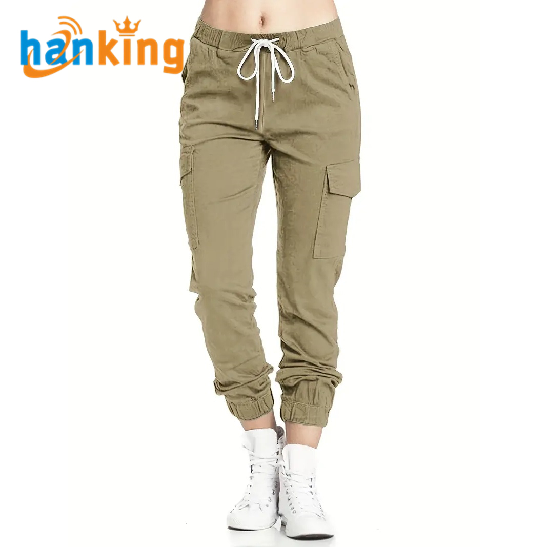 Women's Drawstring Cargo Pants with Pockets 2