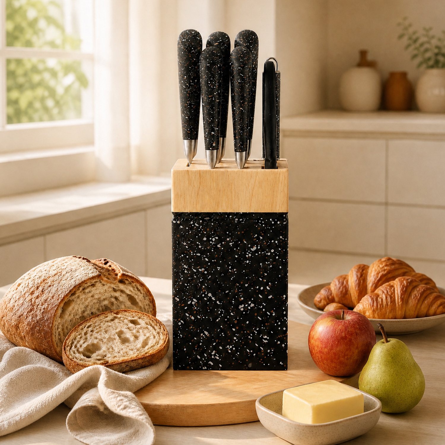 8-Piece Stainless Steel Chef Knife Set With Block