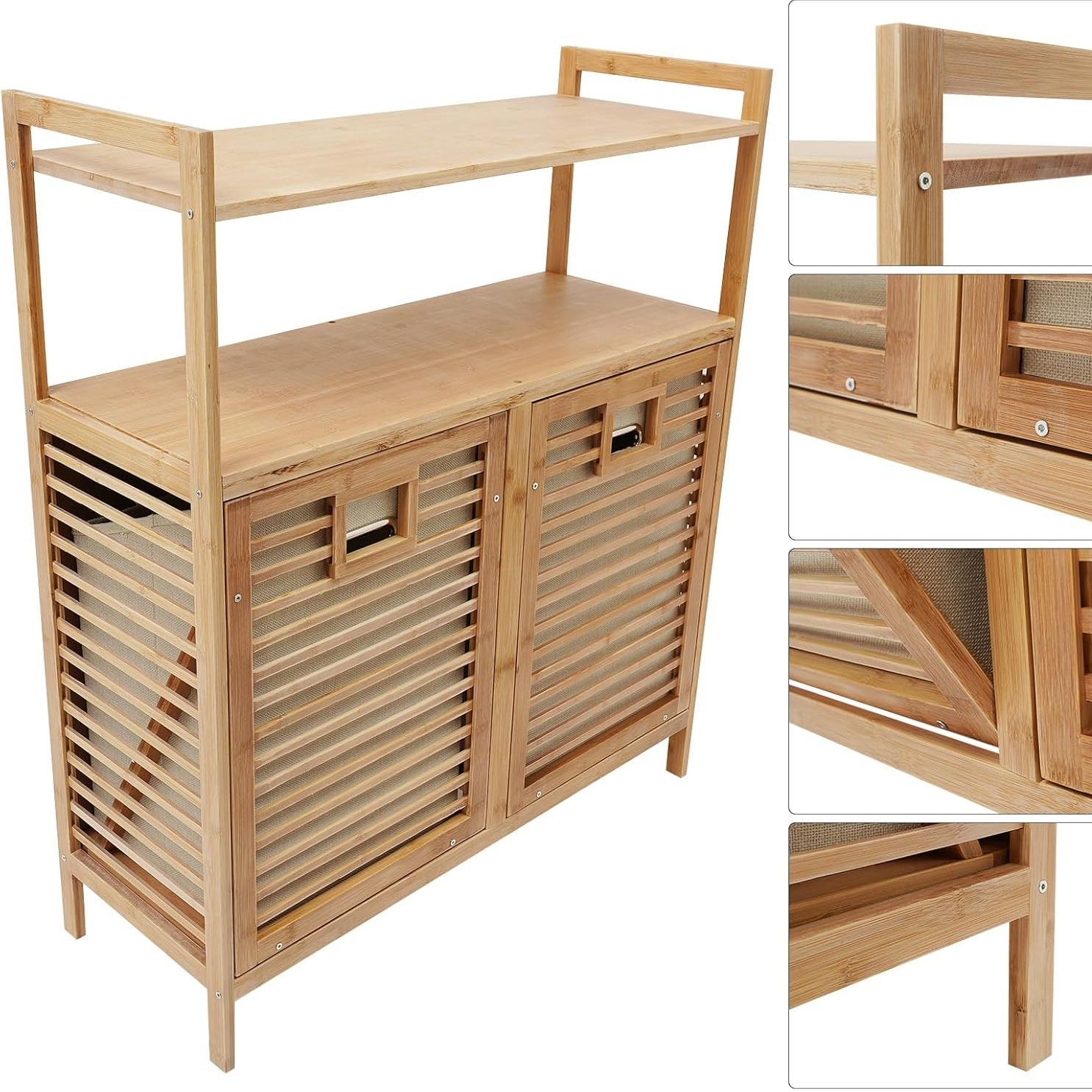 Foldable Bamboo Hamper with Shelf Bags 2