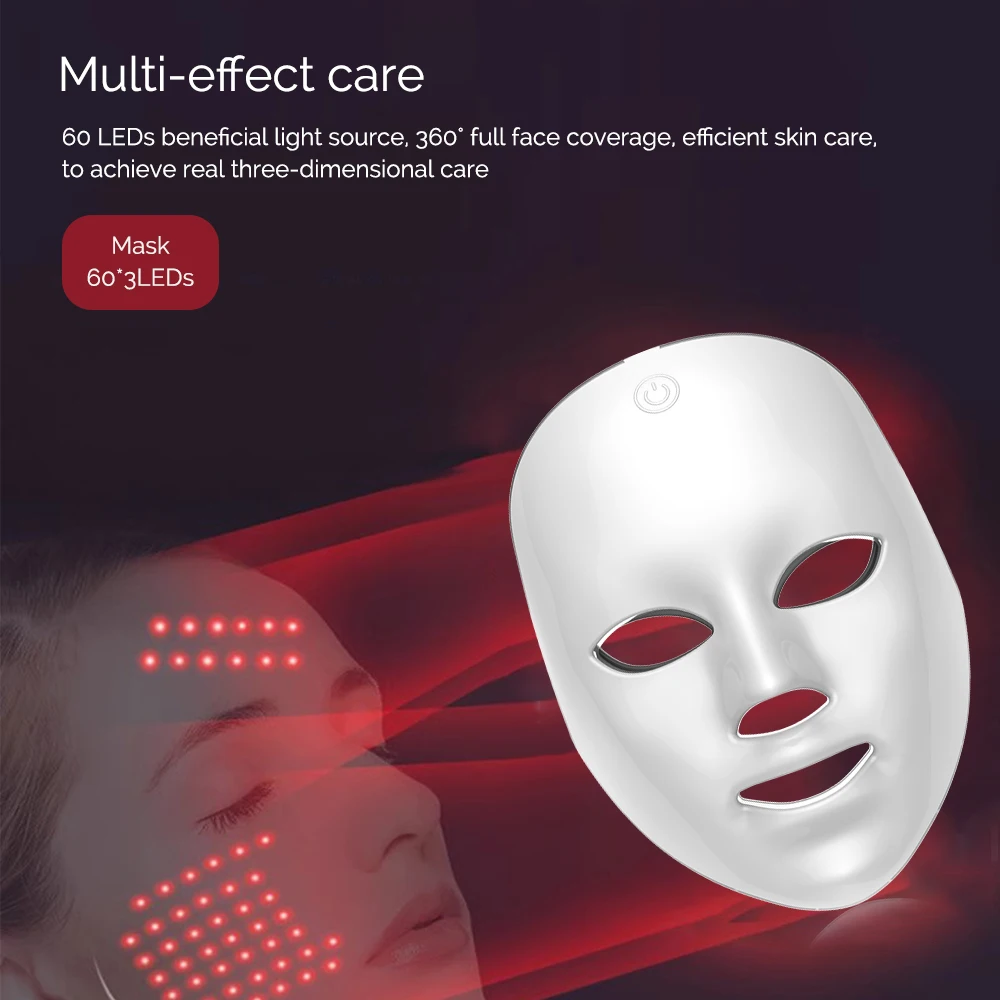 Drahtlose LED-Maske 7-Farben-LED-Gesichtsmaske Photon Hautstraffend Anti-Aging Verjüngung Schönheitsmaske 2