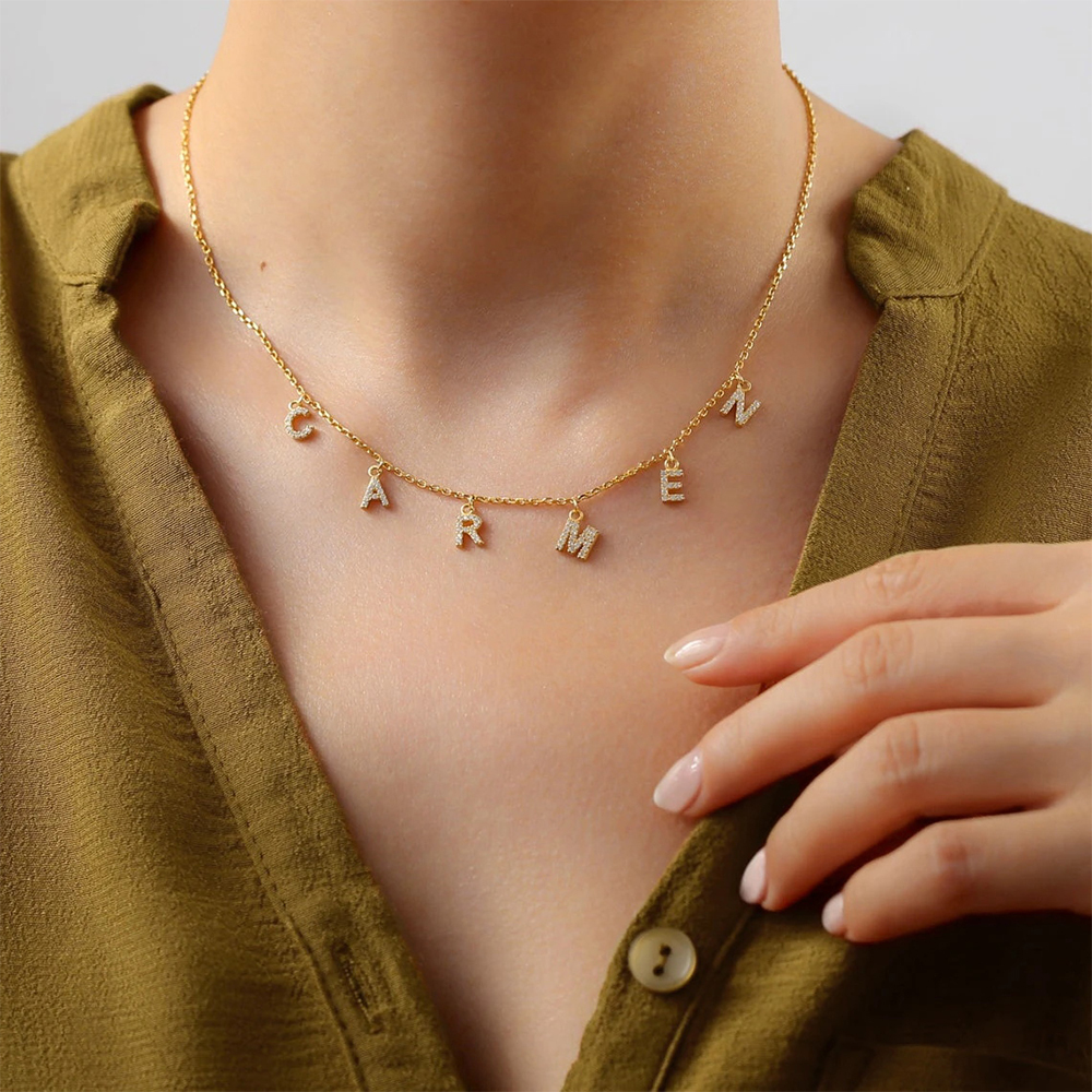 Personalisierte Namenskette Edelstahl 14K Gold Vergoldet 3