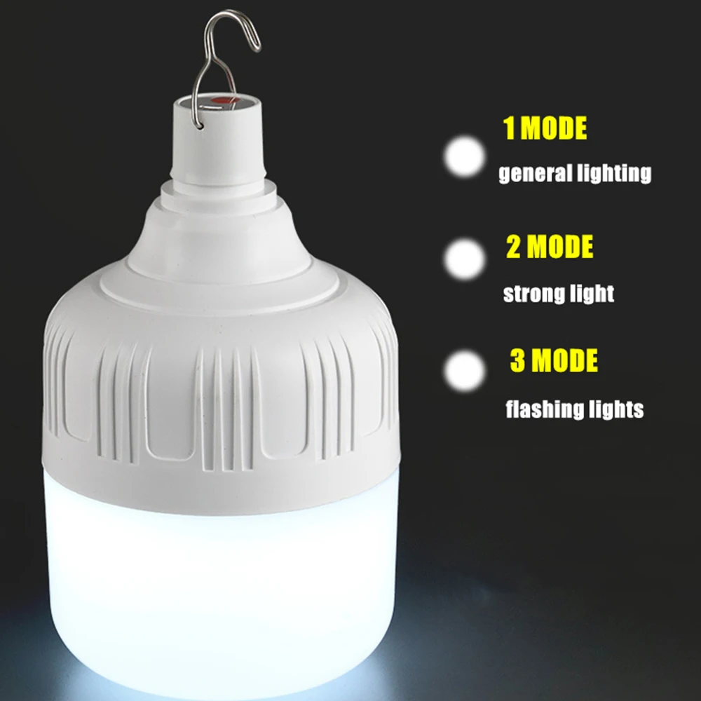 Tragbare Outdoor-BBQ-Campinglampe USB-Aufladbare LED-Notfallbirne mit Haken Hochleistungs-Zeltlaterne Nachtlicht 4