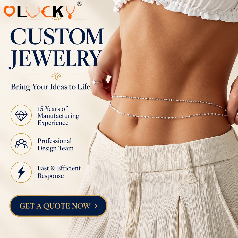 LUCKYJIU Waist Chain 18K Gold Plated Stainless Steel
