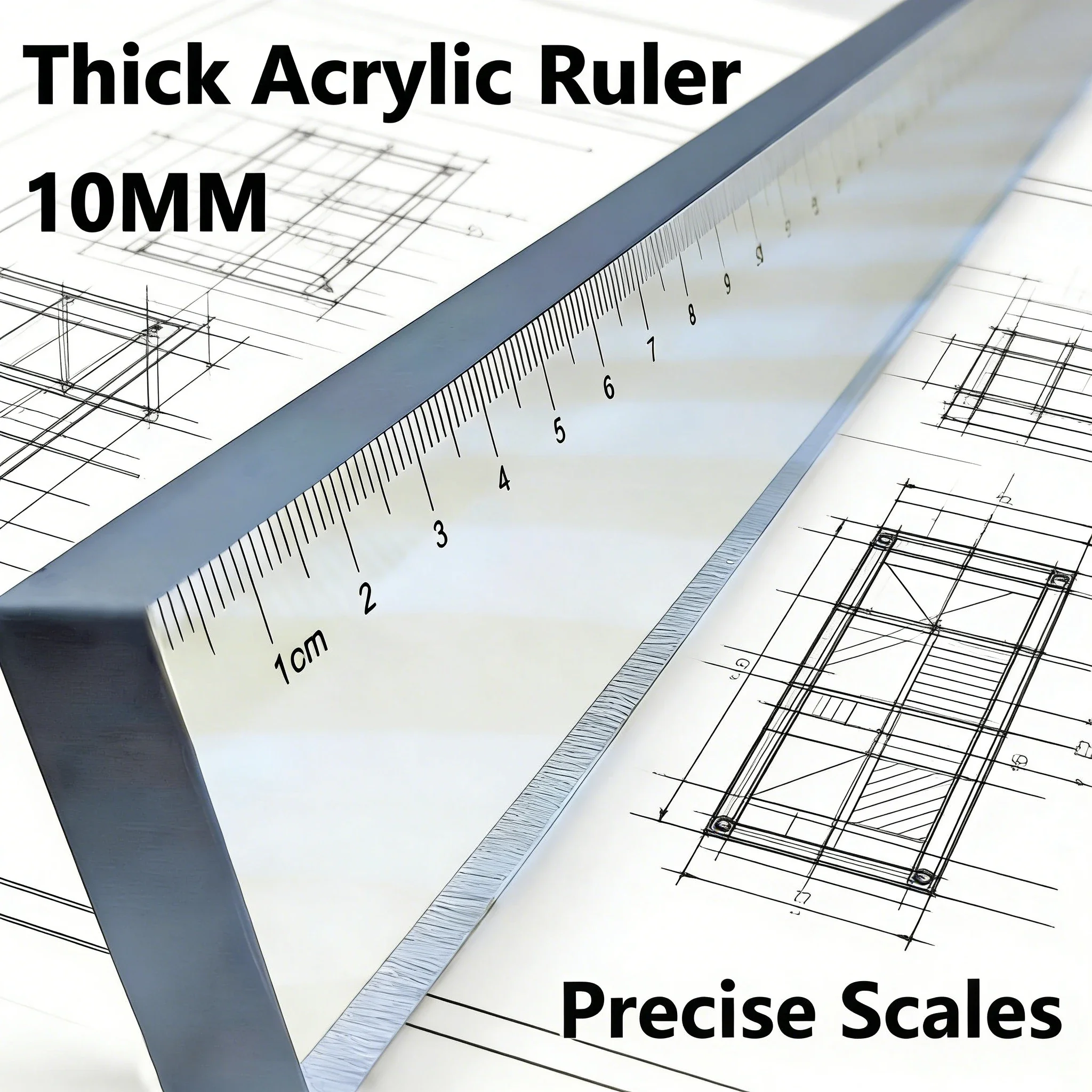 Multifunktionales Briefbeschwerer-Lineal – 50 cm Dickes Acryl-Schneidgitter für