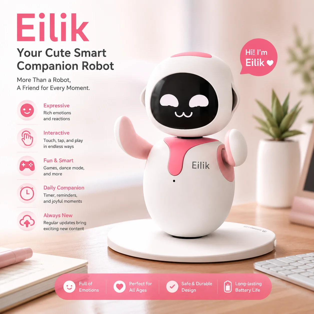 Eilik Interaktiver KI Sprachroboter Emotionaler Roboter Desktop Begleiter 3
